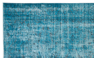 Turquoise Over Dyed Vintage Rug 5'10'' x 9'7'' ft 177 x 291 cm