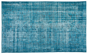 Turquoise Over Dyed Vintage Rug 5'10'' x 9'7'' ft 177 x 291 cm