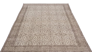 Beige Over Dyed Vintage Rug 5'4'' x 9'2'' ft 162 x 280 cm