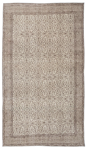 Beige Over Dyed Vintage Rug 5'4'' x 9'2'' ft 162 x 280 cm