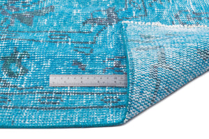 Turquoise Over Dyed Vintage Rug 4'11'' x 8'11'' ft 149 x 273 cm
