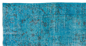 Turquoise Over Dyed Vintage Rug 4'11'' x 8'11'' ft 149 x 273 cm