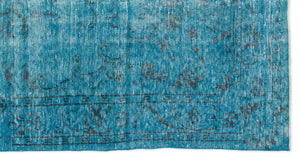 Turquoise Over Dyed Vintage Rug 4'11'' x 8'11'' ft 149 x 273 cm