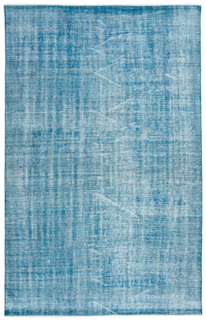 Turquoise Over Dyed Vintage Rug 5'4'' x 8'6'' ft 162 x 258 cm