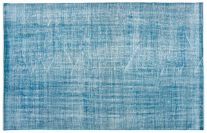Turquoise Over Dyed Vintage Rug 5'4'' x 8'6'' ft 162 x 258 cm