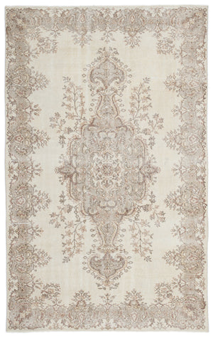 Beige Over Dyed Vintage Rug 5'9'' x 9'2'' ft 175 x 280 cm