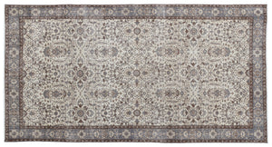 Beige Over Dyed Vintage Rug 5'1'' x 9'5'' ft 156 x 286 cm