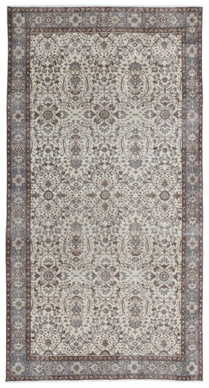 Beige Over Dyed Vintage Rug 5'1'' x 9'5'' ft 156 x 286 cm