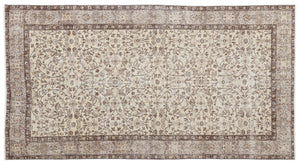 Beige Over Dyed Vintage Rug 4'8'' x 8'9'' ft 142 x 267 cm
