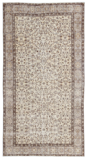 Beige Over Dyed Vintage Rug 4'8'' x 8'9'' ft 142 x 267 cm