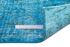 Turquoise  Over Dyed Vintage Rug 3'11'' x 6'11'' ft 119 x 210 cm