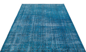 Turquoise  Over Dyed Vintage Rug 5'1'' x 8'6'' ft 155 x 260 cm