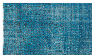 Turquoise  Over Dyed Vintage Rug 5'1'' x 8'6'' ft 155 x 260 cm