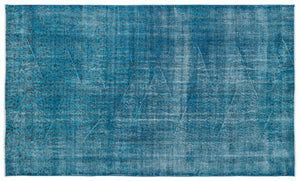 Turquoise  Over Dyed Vintage Rug 5'1'' x 8'6'' ft 155 x 260 cm