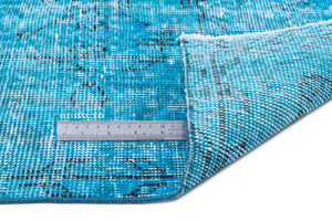Turquoise Over Dyed Vintage Rug 5'7'' x 9'9'' ft 169 x 298 cm