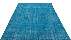 Turquoise Over Dyed Vintage Rug 5'7'' x 9'9'' ft 169 x 298 cm