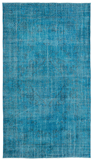 Turquoise Over Dyed Vintage Rug 5'7'' x 9'9'' ft 169 x 298 cm