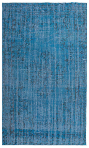 Turquoise Over Dyed Vintage Rug 4'10'' x 8'1'' ft 147 x 247 cm