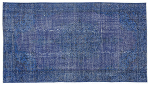 Blue Over Dyed Vintage Rug 4'7'' x 8'3'' ft 140 x 252 cm