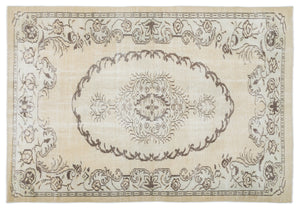 Beige Over Dyed Vintage Rug 5'8'' x 8'1'' ft 172 x 247 cm