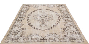 Beige Over Dyed Vintage Rug 5'8'' x 8'1'' ft 172 x 247 cm