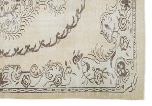 Beige Over Dyed Vintage Rug 5'8'' x 8'1'' ft 172 x 247 cm