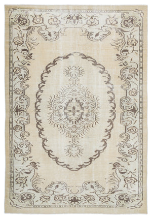 Beige Over Dyed Vintage Rug 5'8'' x 8'1'' ft 172 x 247 cm