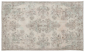 Beige Over Dyed Vintage Rug 5'6'' x 9'3'' ft 168 x 281 cm