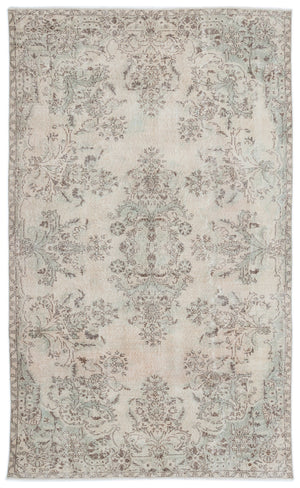 Beige Over Dyed Vintage Rug 5'6'' x 9'3'' ft 168 x 281 cm