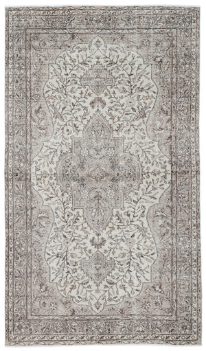 Beige Over Dyed Vintage Rug 5'5'' x 9'5'' ft 166 x 287 cm