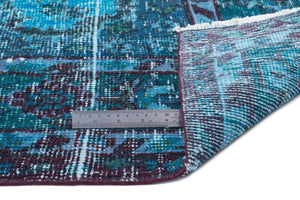 Turquoise Over Dyed Vintage Rug 6'6'' x 11'0'' ft 197 x 336 cm