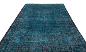 Turquoise Over Dyed Vintage Rug 6'6'' x 11'0'' ft 197 x 336 cm