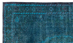 Turquoise Over Dyed Vintage Rug 6'6'' x 11'0'' ft 197 x 336 cm