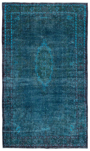 Turquoise Over Dyed Vintage Rug 6'6'' x 11'0'' ft 197 x 336 cm