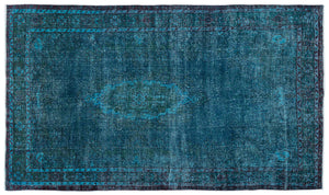 Turquoise Over Dyed Vintage Rug 6'6'' x 11'0'' ft 197 x 336 cm