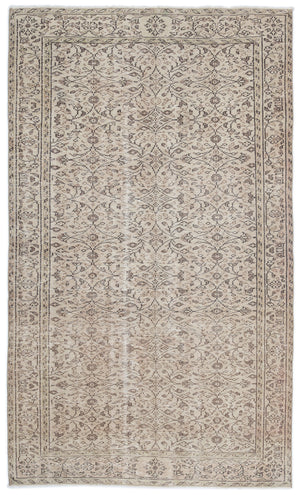 Beige Over Dyed Vintage Rug 5'1'' x 8'6'' ft 155 x 258 cm
