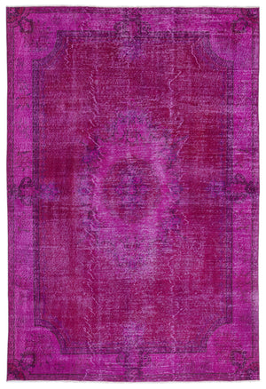 Fuchsia Over Dyed Vintage Rug 6'6'' x 9'5'' ft 197 x 288 cm