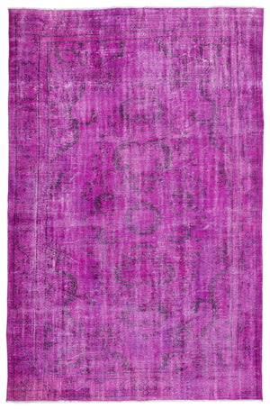 Fuchsia Over Dyed Vintage Rug 6'2'' x 9'7'' ft 188 x 292 cm