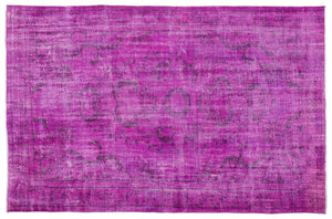 Fuchsia Over Dyed Vintage Rug 6'2'' x 9'7'' ft 188 x 292 cm