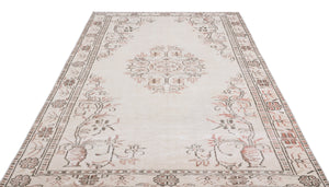 Beige Over Dyed Vintage Rug 5'5'' x 9'3'' ft 165 x 283 cm