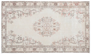 Beige Over Dyed Vintage Rug 5'5'' x 9'3'' ft 165 x 283 cm
