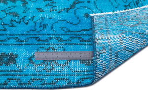 Traditional Design Turquoise Over Dyed Vintage Rug 5'0'' x 9'7'' ft 153 x 293 cm