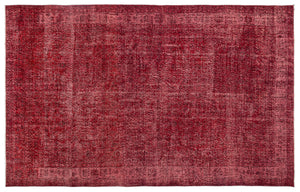 Red Over Dyed Vintage Rug 6'8'' x 10'6'' ft 203 x 319 cm