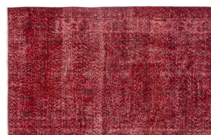 Red Over Dyed Vintage Rug 6'8'' x 10'6'' ft 203 x 319 cm