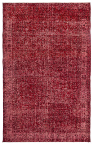 Red Over Dyed Vintage Rug 6'8'' x 10'6'' ft 203 x 319 cm