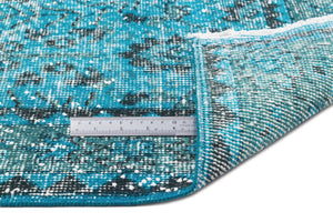 Turquoise Over Dyed Vintage Rug 5'6'' x 8'11'' ft 167 x 273 cm