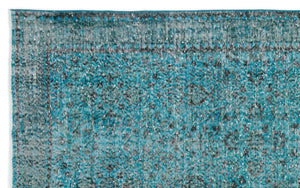 Turquoise Over Dyed Vintage Rug 5'6'' x 8'11'' ft 167 x 273 cm