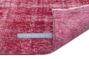 Red Over Dyed Vintage Rug 3'8'' x 6'11'' ft 112 x 210 cm