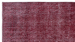 Red Over Dyed Vintage Rug 3'8'' x 6'11'' ft 112 x 210 cm