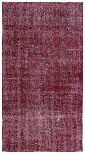 Red Over Dyed Vintage Rug 3'8'' x 6'11'' ft 112 x 210 cm